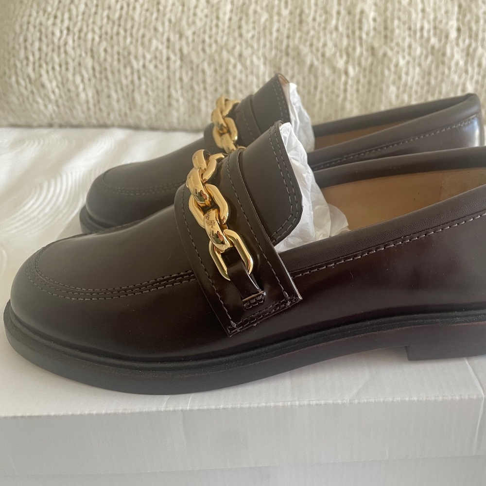 Schutz Dannie Loafers (Dark Brown with Gold Chain Detail) - Picture 5 of 9